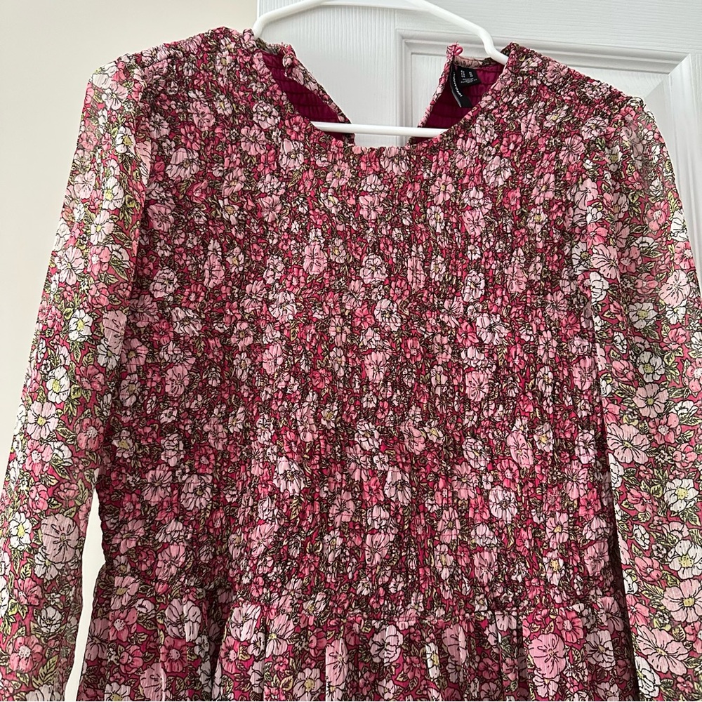 Vero Moda Burgundy Floral Long Sleeve Dress